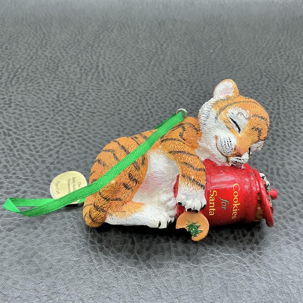 Danbury Mint Tiger Cub Baby Animal Ornament Cookies For Santa Christmas Tree
